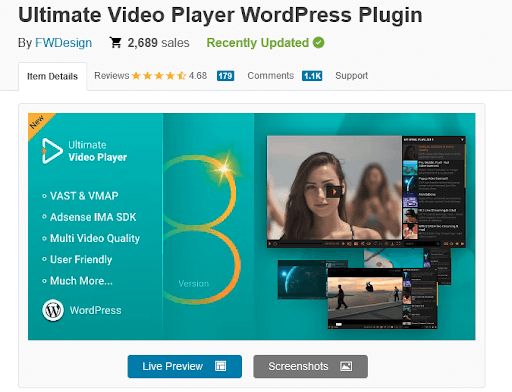 ultimate video platyer WordPress plugin